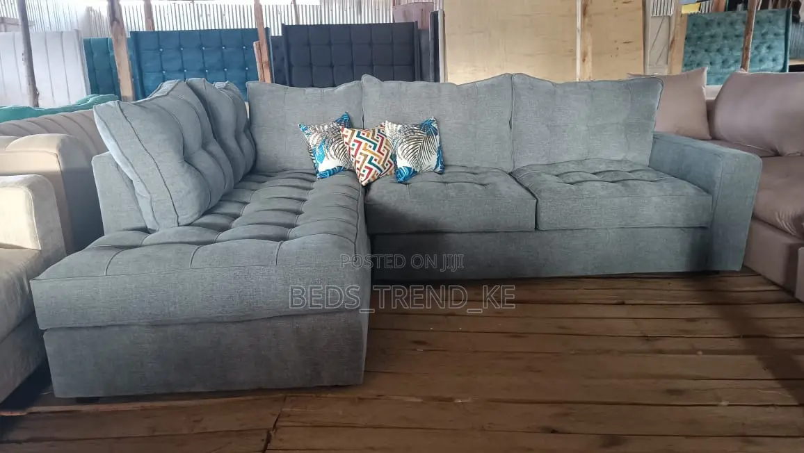 6 Seater Standard L Seat Sofa + Free Throw Pillows