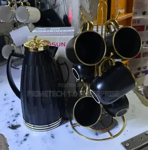 1ltr Vacuum Flask and 6pcs Mug -Tea Set