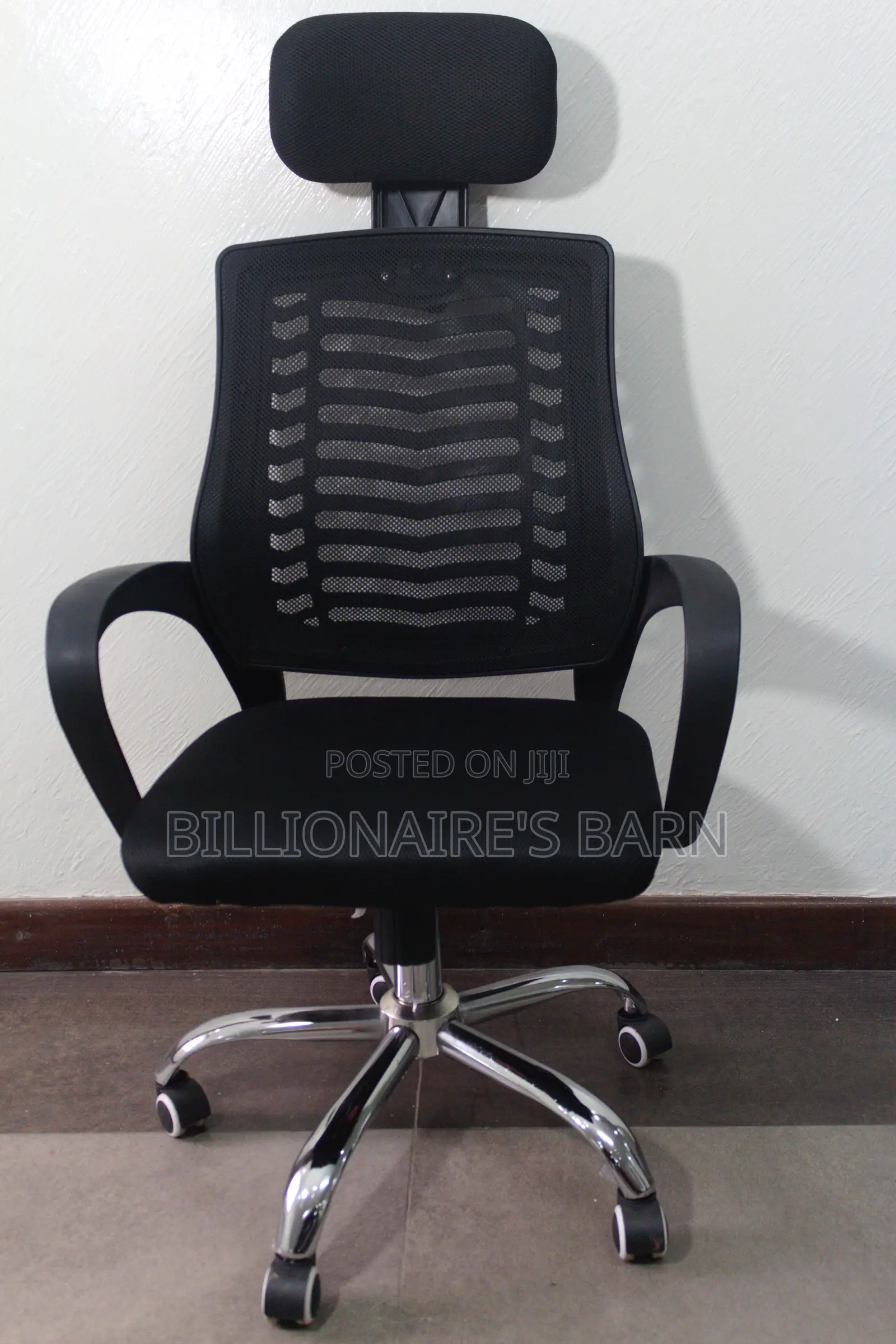 Secretarial Mesh-Adjustable Headrest and Lumbar Support