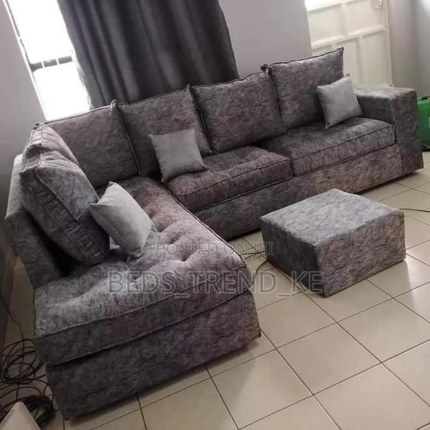 6 Seater Sturdy L Seat Sofa With a Puff - main view