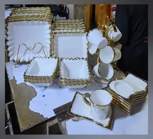 30 PCS Dinner Set Wavy Gold