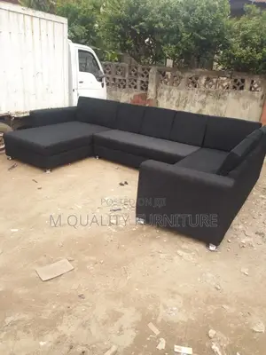 Black 9 Seater U Shaped Sofa
