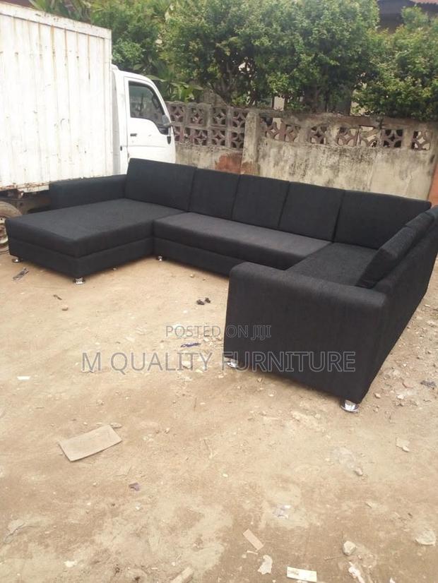 Black 9 Seater U Shaped Sofa - main view