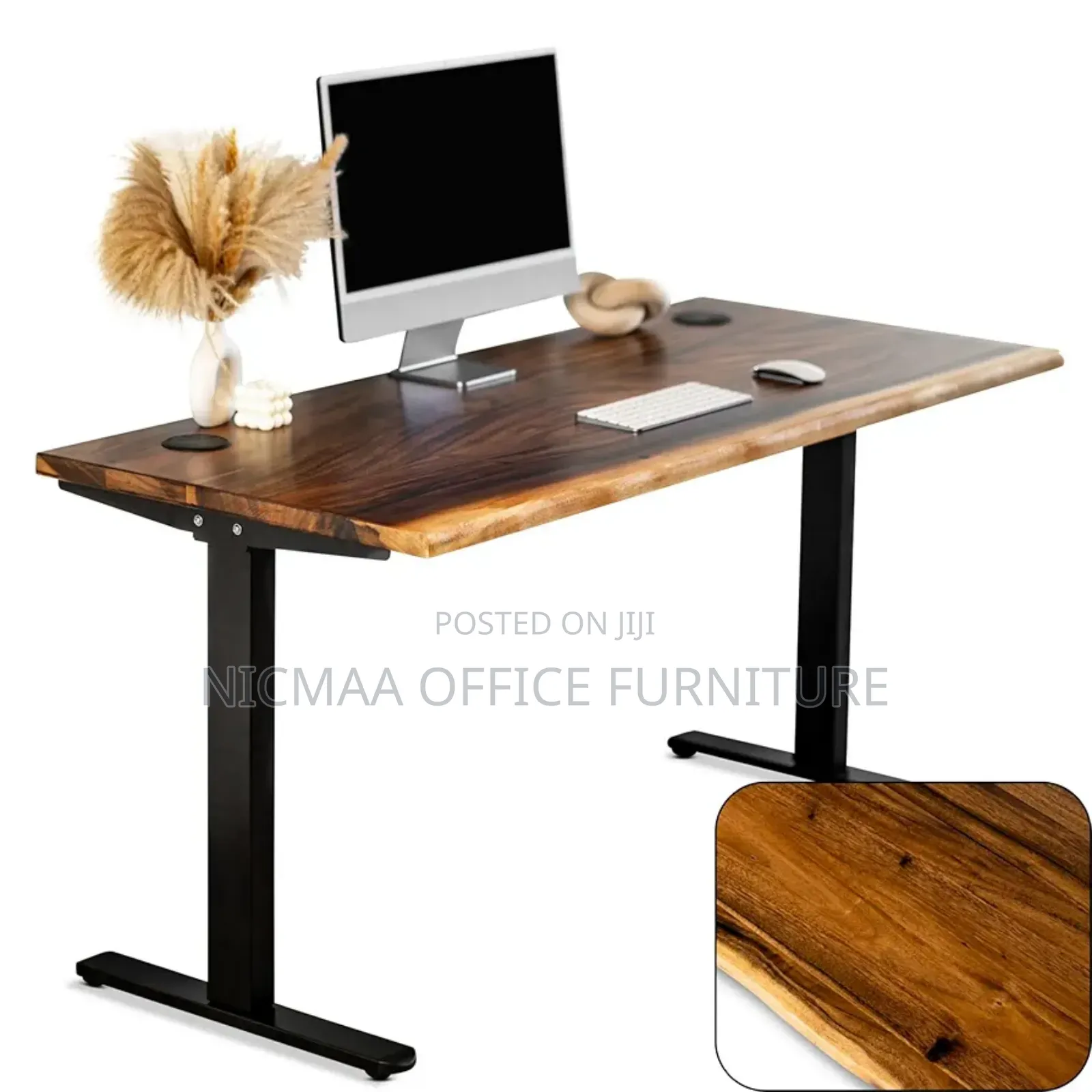Office Table: Live Edge Walnut Solid Wood Standing Desk