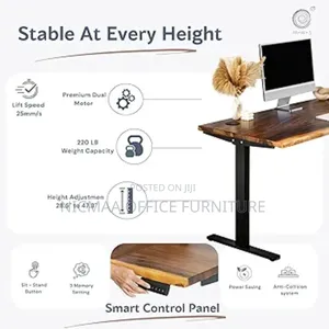 Office Table: Live Edge Walnut Solid Wood Standing Desk
