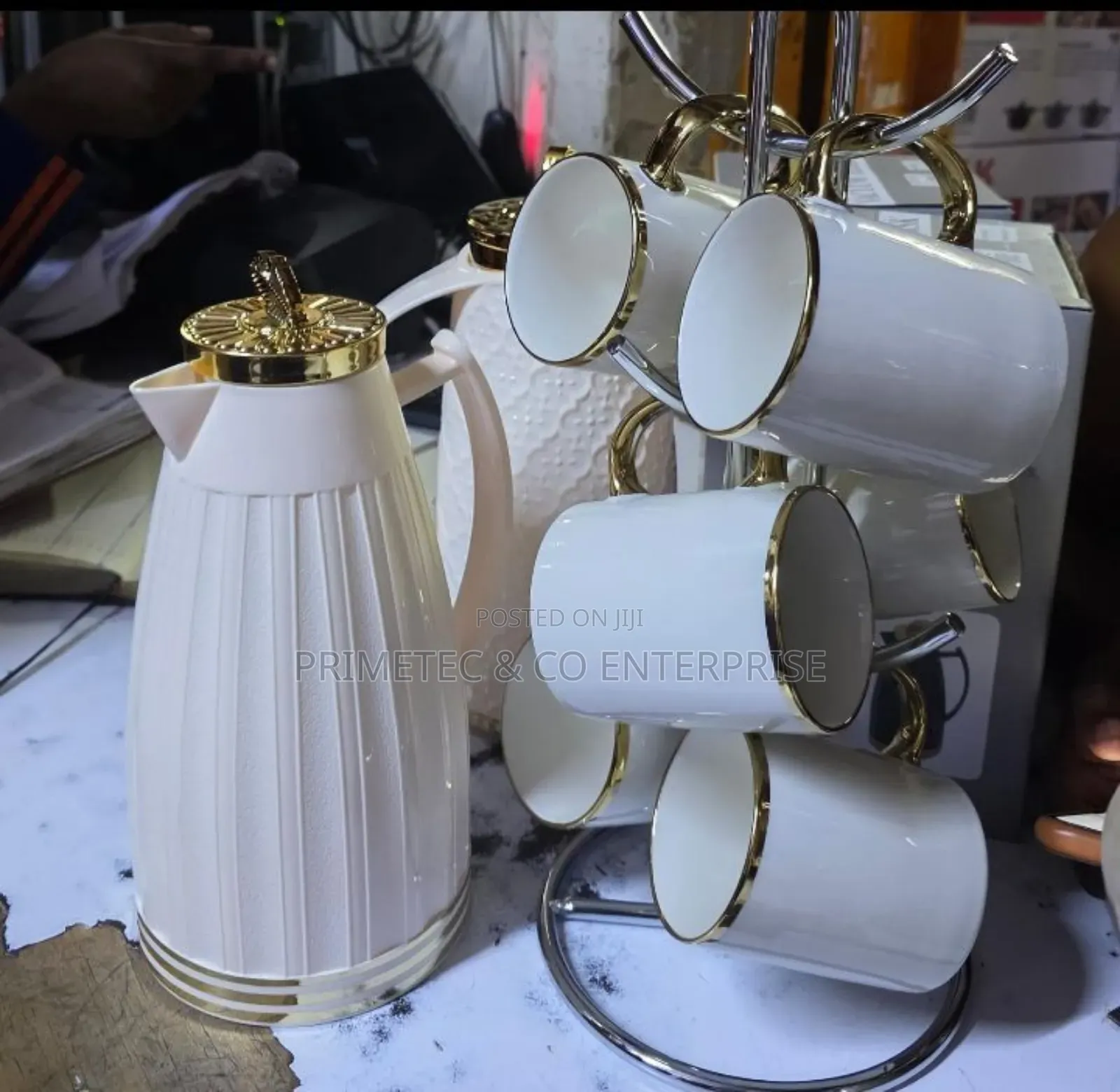 1l Vacuum+Flask 6 PCS Mugs Smart Tea Set