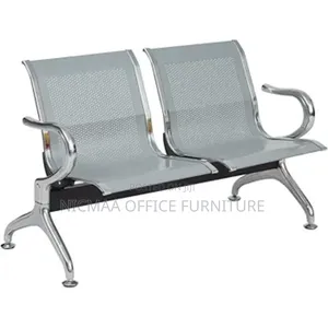 Waiting Bench: Durable 2-Seater Chrome Waiting Chair