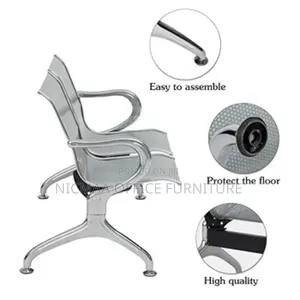 Waiting Bench: Durable 2-Seater Chrome Waiting Chair
