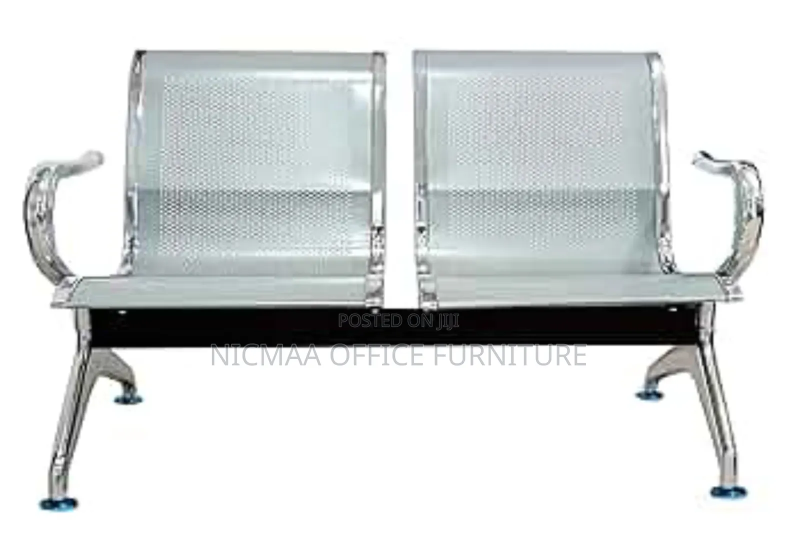 Waiting Bench: Durable 2-Seater Chrome Waiting Chair