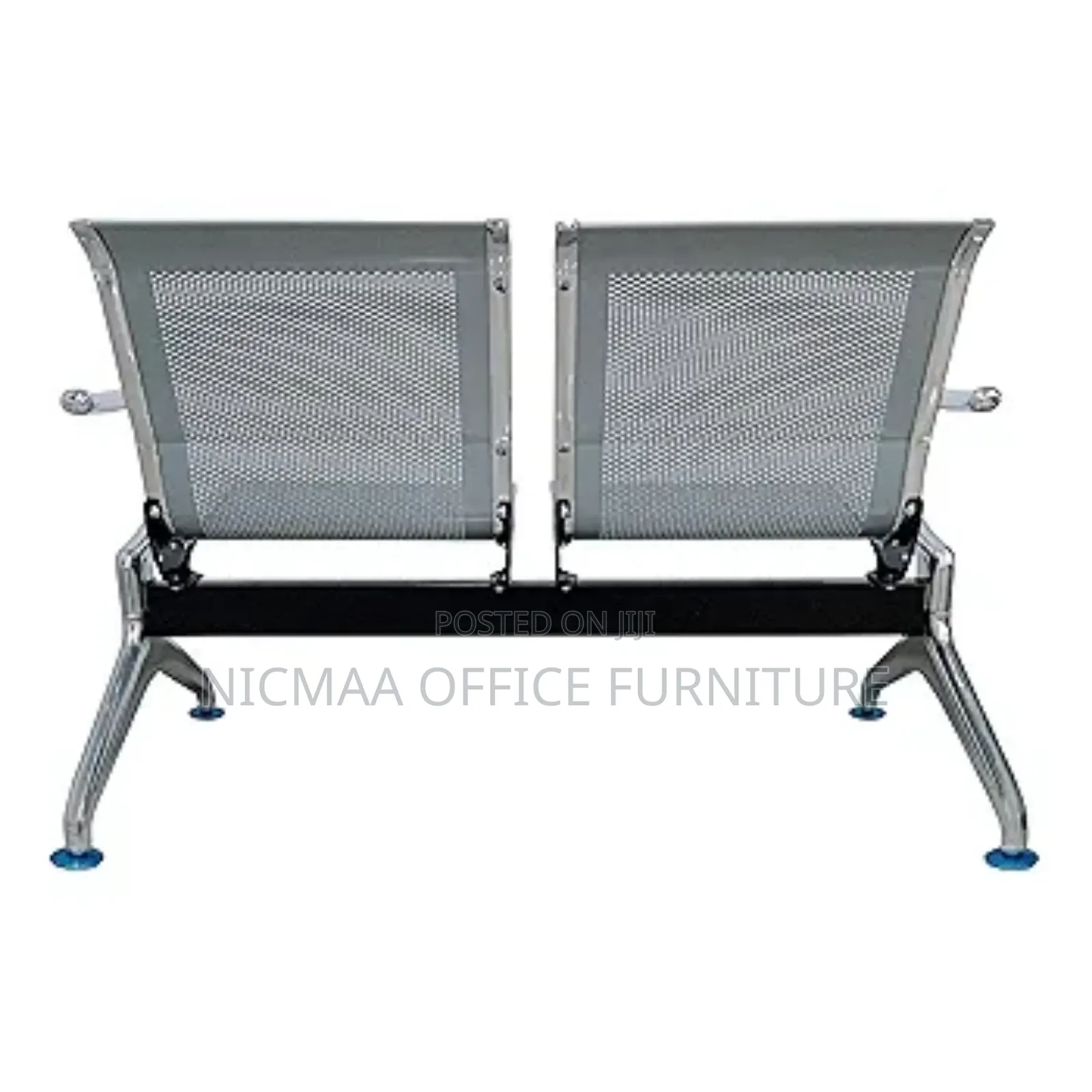 Waiting Bench: Durable 2-Seater Chrome Waiting Chair
