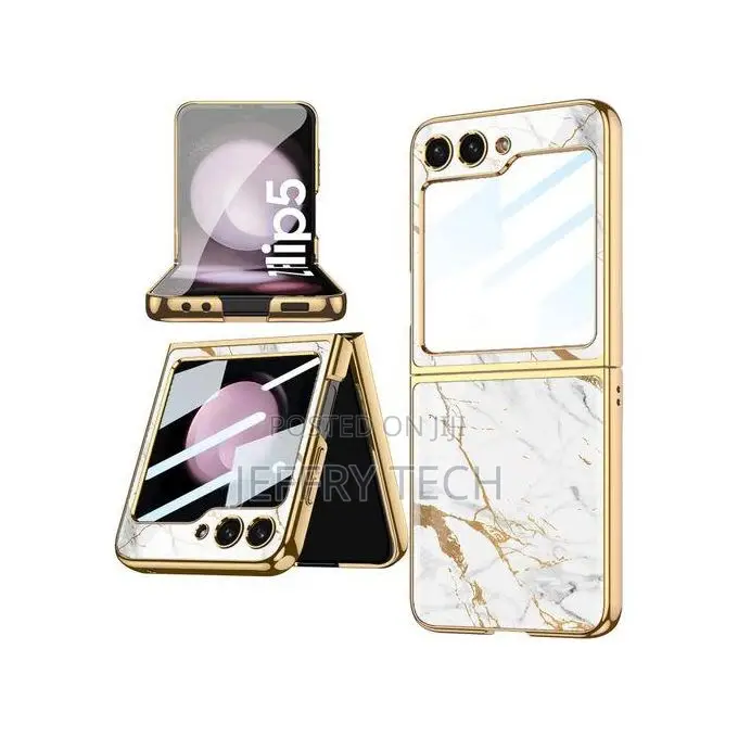Gold Linedesign Marble Case Cover for Samsung Galaxy Z Flip5