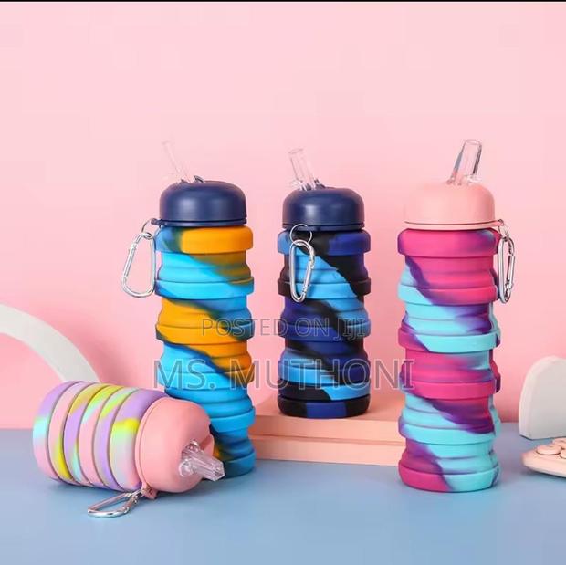 500 Ml Portable Silicone Folding Water Bottle Collapsible - thumbnail 3