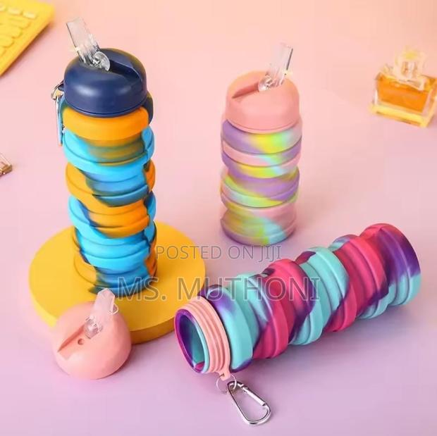 500 Ml Portable Silicone Folding Water Bottle Collapsible - thumbnail 8