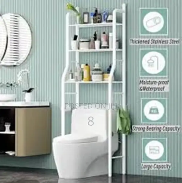 Wooden/Metal Over Toilet Rack – Bathroom Storage Solution