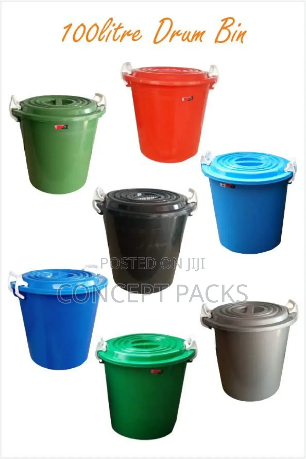 100l Drum Bin With Side Clips.