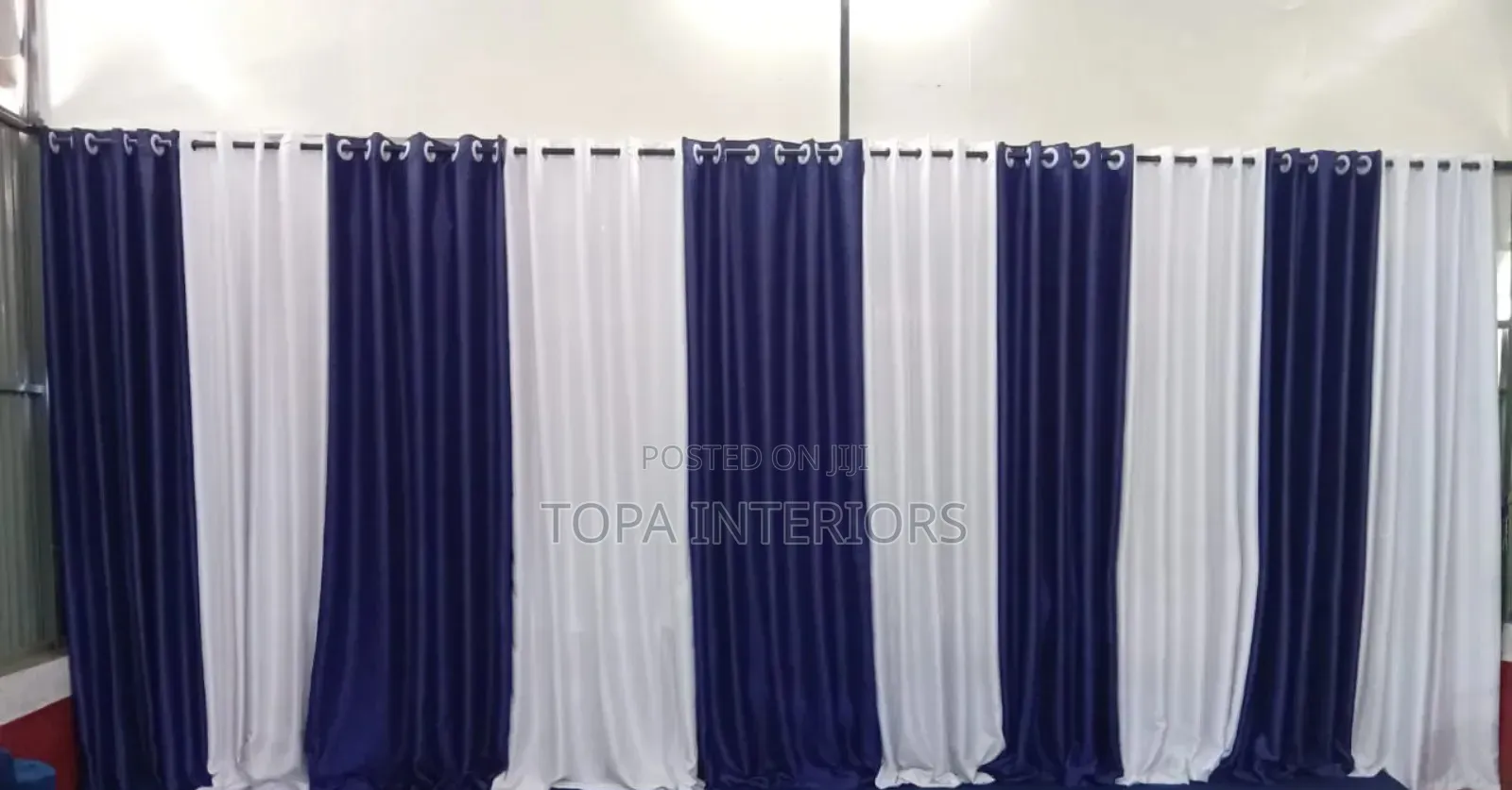 Navy Blue and White Wall Curtains and Window Curtains