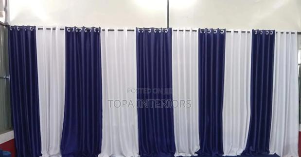 Navy Blue and White Wall Curtains and Window Curtains