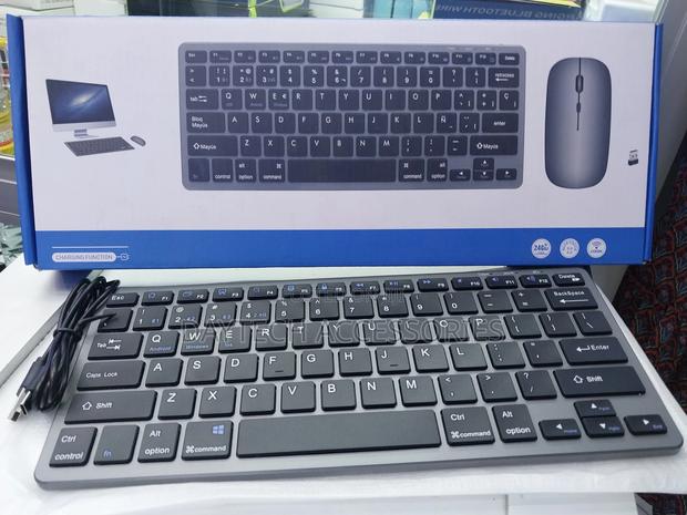 Rechargable Mini Wireless Keyboard Mouse Combo-(Black)