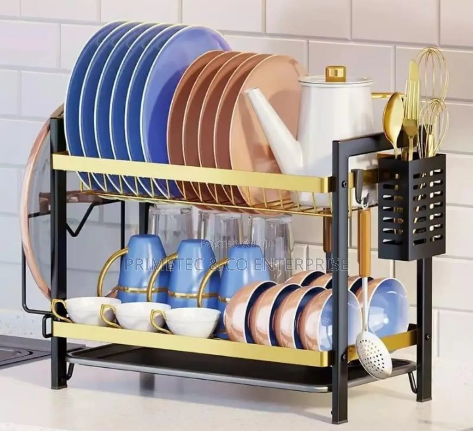 2 Tier Black/Gold Dishrack 
Available