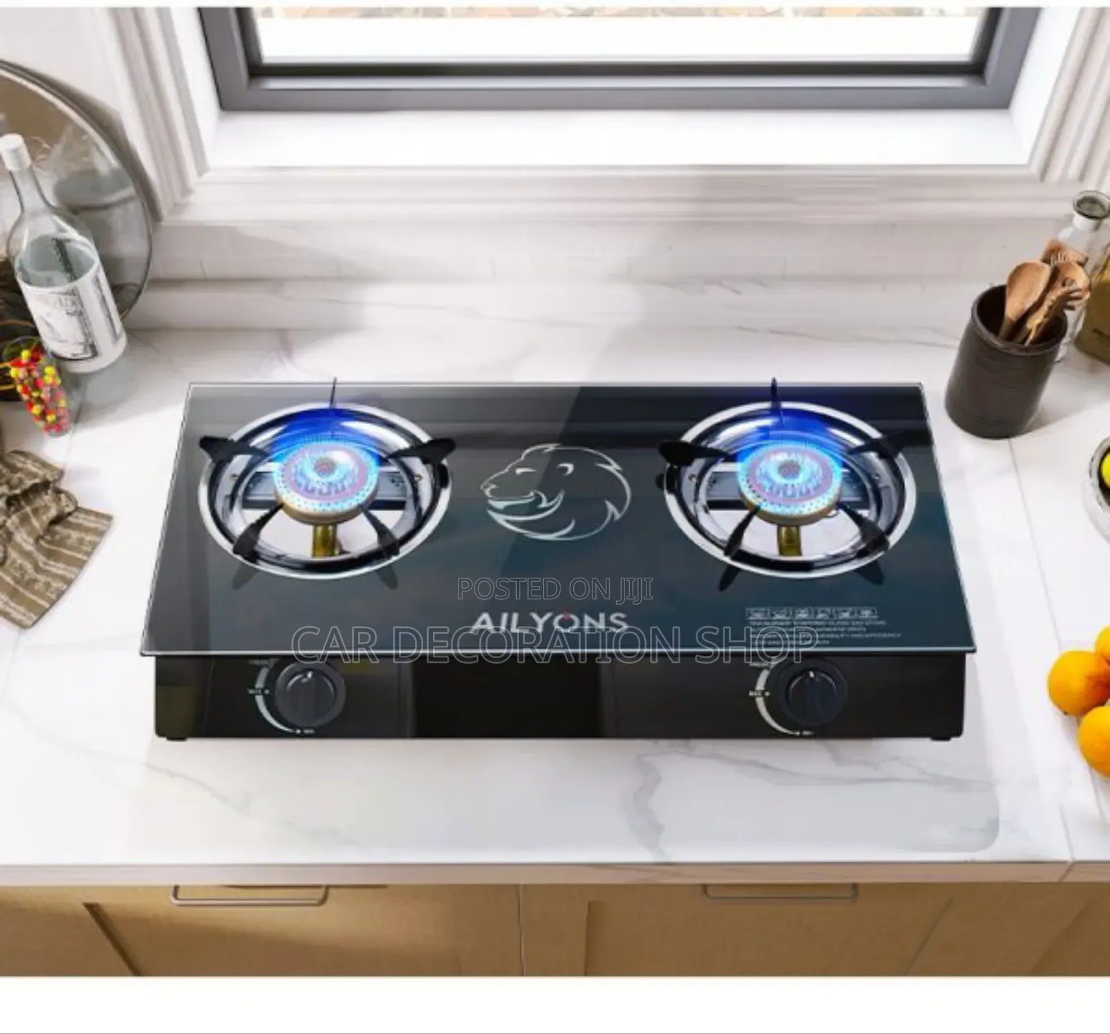 Ailyons 2 Burner Glass Top Gas Cooker