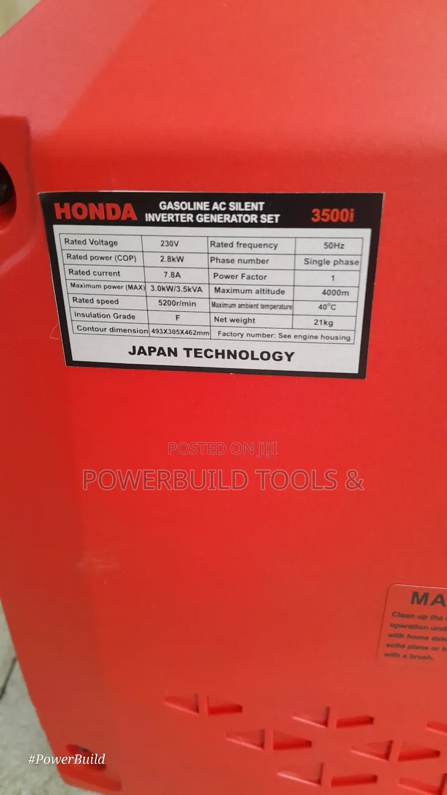 Honda 3.5kva Silent Inverter Generator Set 3500i