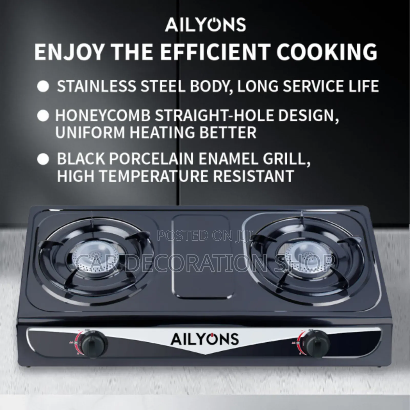 Brand New Stainless Body Black Double Gas Burner