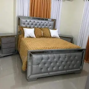 6 by 6 Designer Inspired Mirrored Bed With Side Drawers