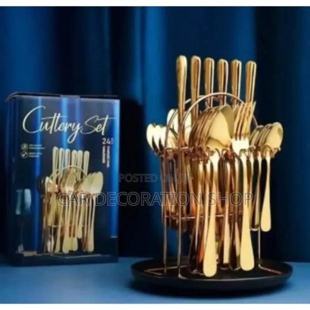 24pc Gold Dining Table Curtley Set With Mirror Finish Flatwa - thumbnail 2