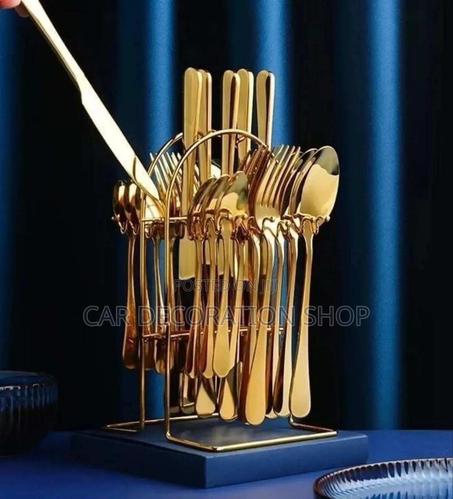 24pc Gold Dining Table Curtley Set With Mirror Finish Flatwa