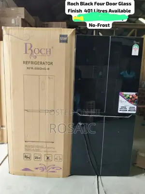 401 Litres Roch Black Four Door Glass No Frost Refrigerator