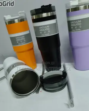 *Double Layer Vacuum (Mug) Tumbler With Straws 