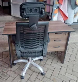 Office Desk and Chair With Headrest