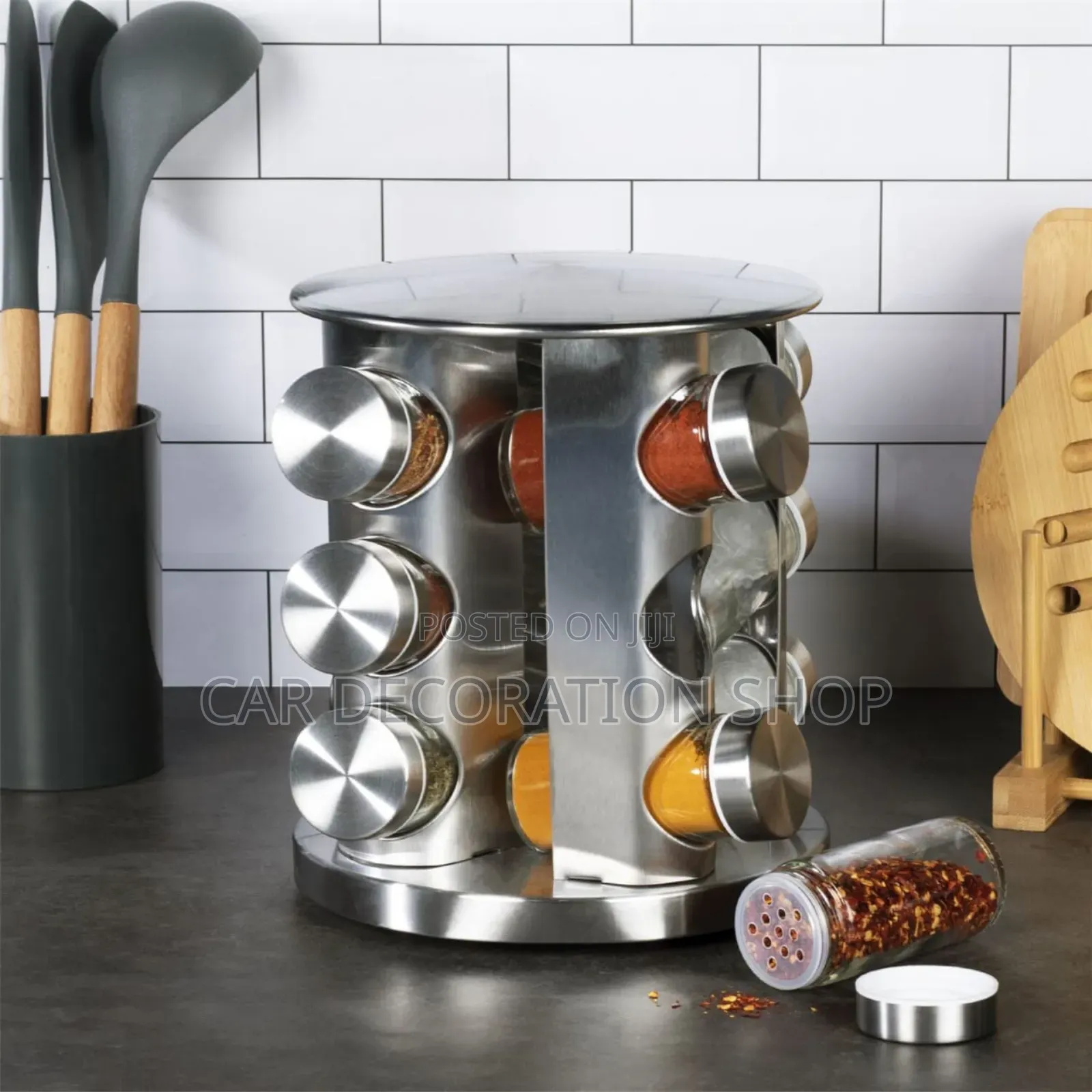 12 Rotating Spice Jars Holder