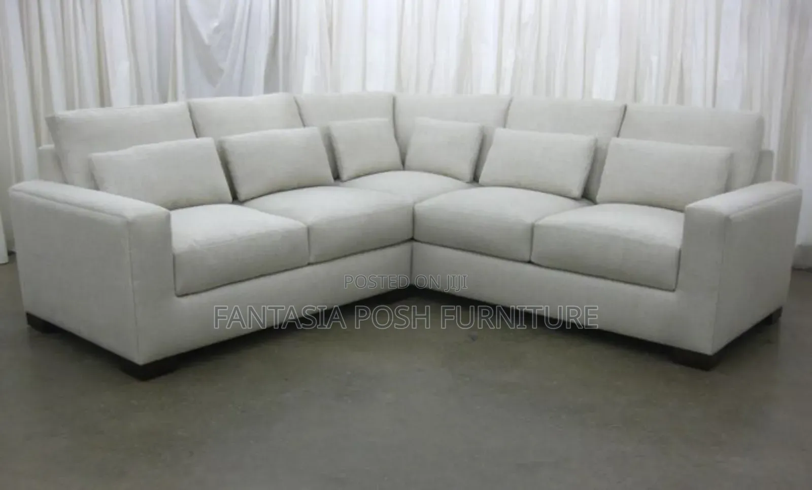5 Seater White L-Shaped Sofa - Make Payment on Delivery