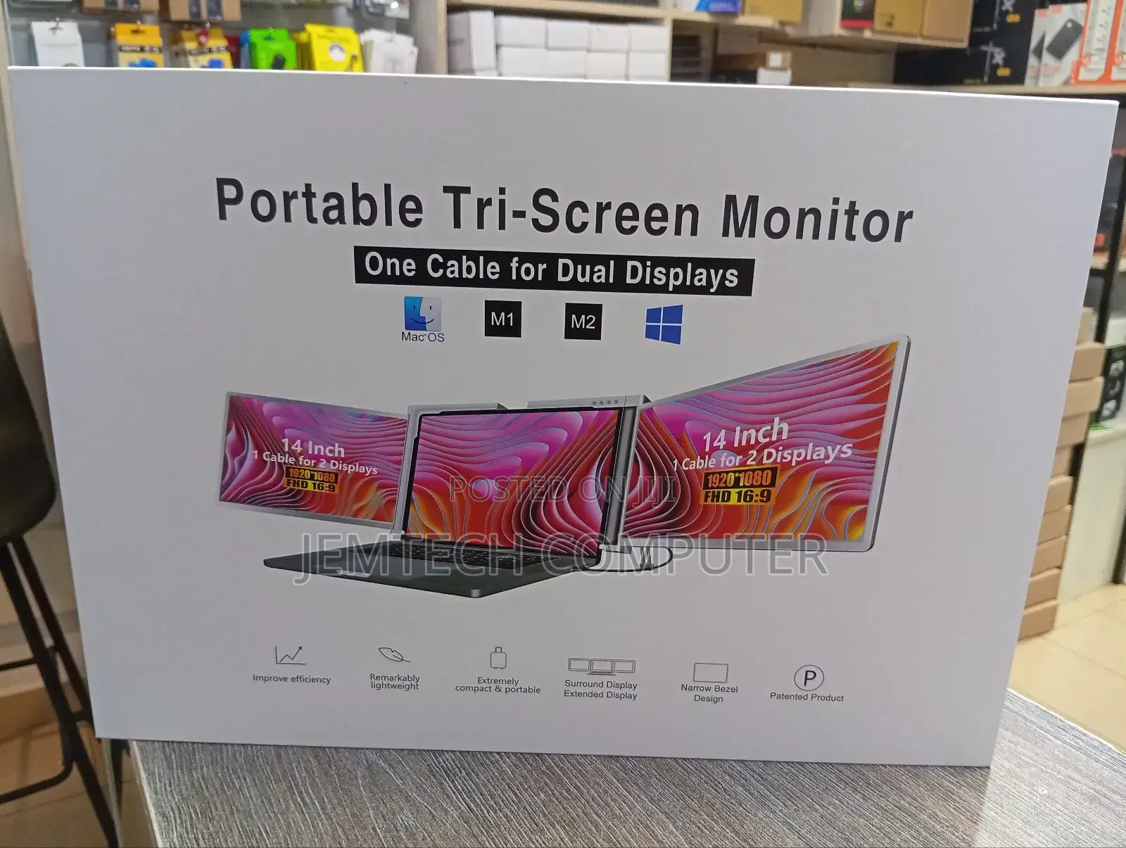 Triple Laptop Monitor Extender Ultra Slim 14" FHD