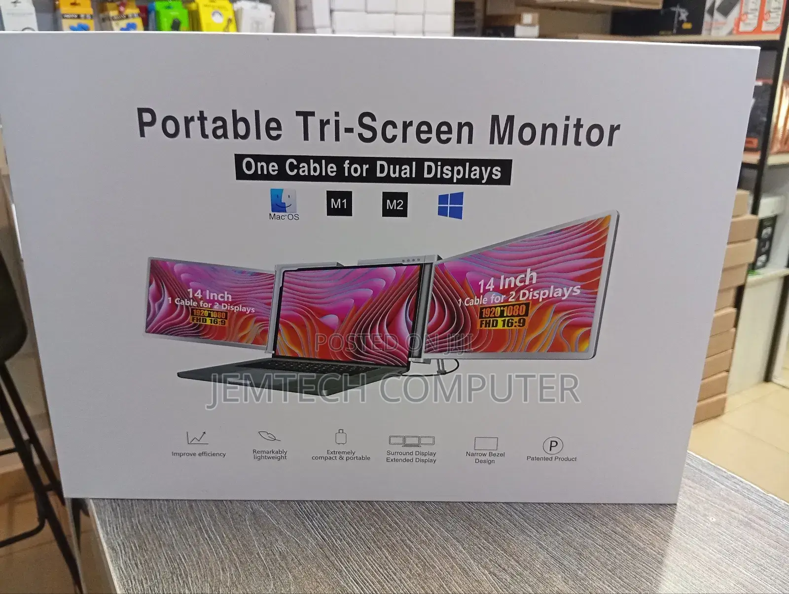 Triple Laptop Monitor Extender Ultra Slim 14" FHD