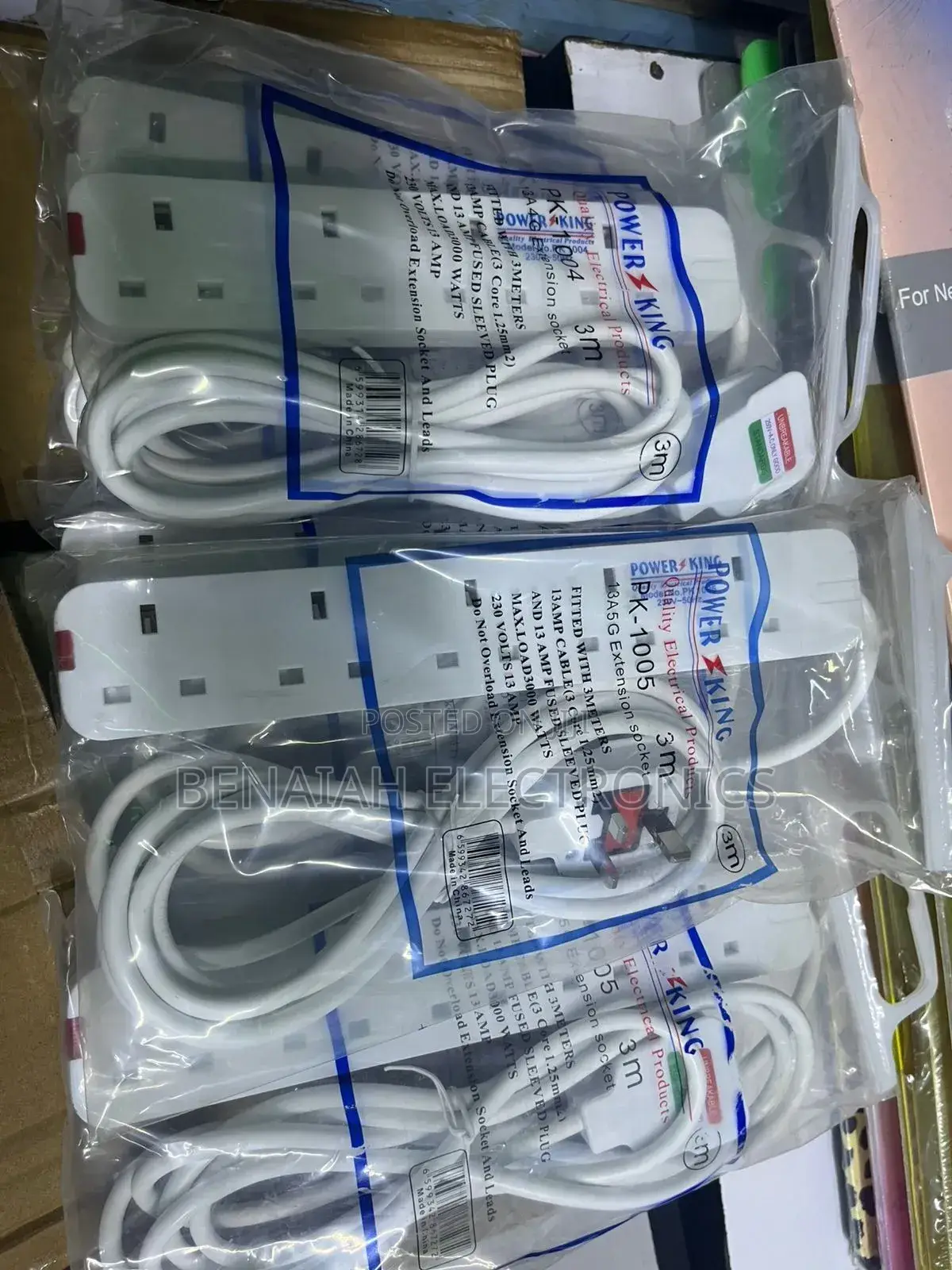 Power King Extension,4 Way,3 Meters Cable