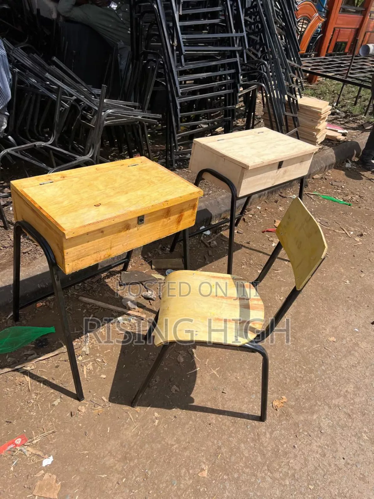 Wooden Locker + Metal Chair – School Use