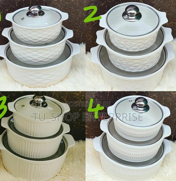 3 PCS Ceramic Soup Pots
