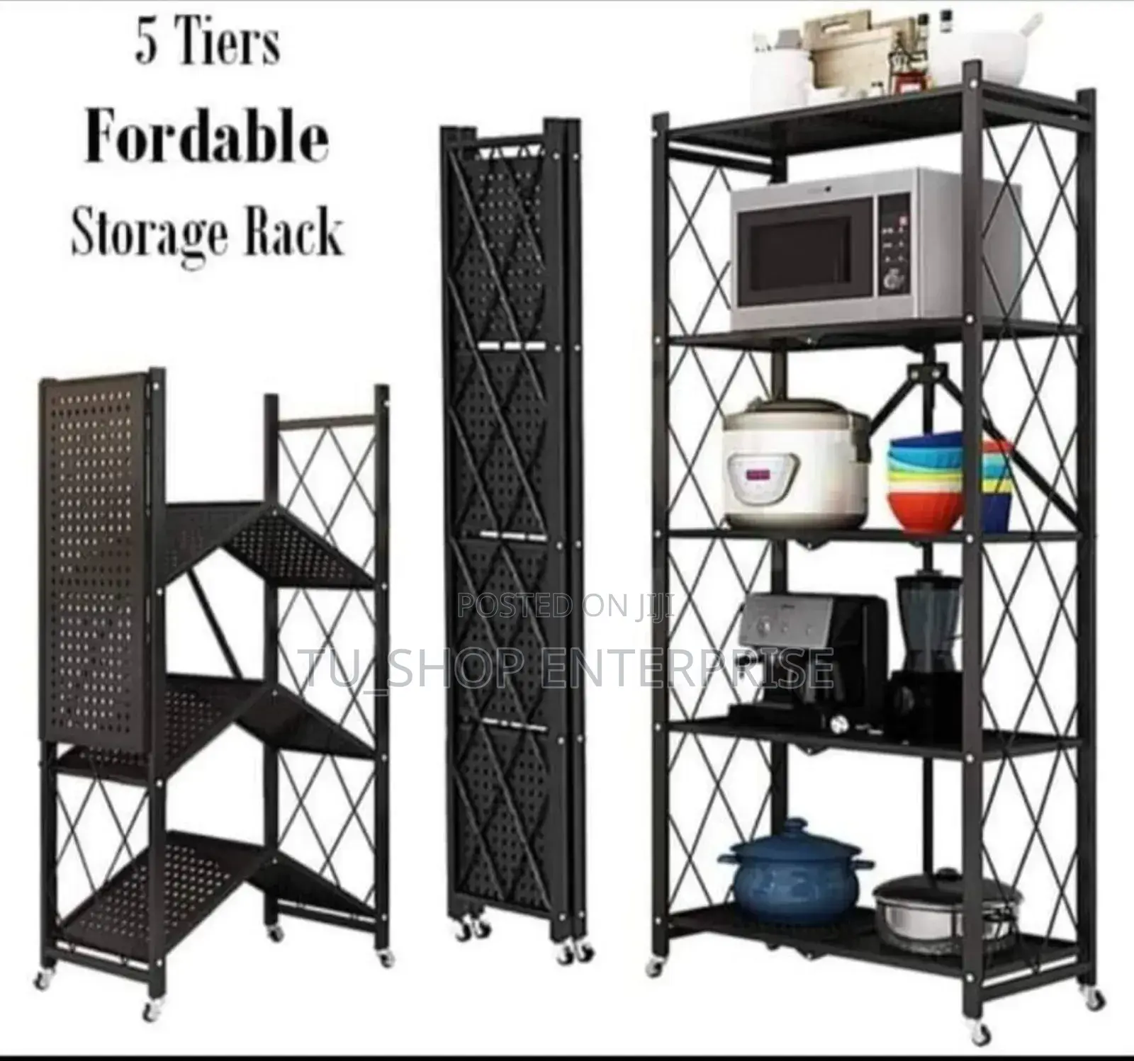 5tier Foldable Kitchen Storage Rack In