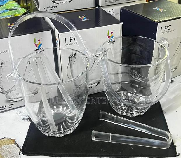 800 Ml Glass Ice Buscket +Tong 12 Cm