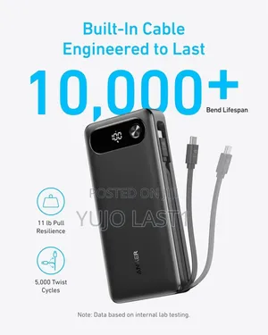 Anker Power Bank (20,000mah, 87w, Built-in Usb-C Cable)