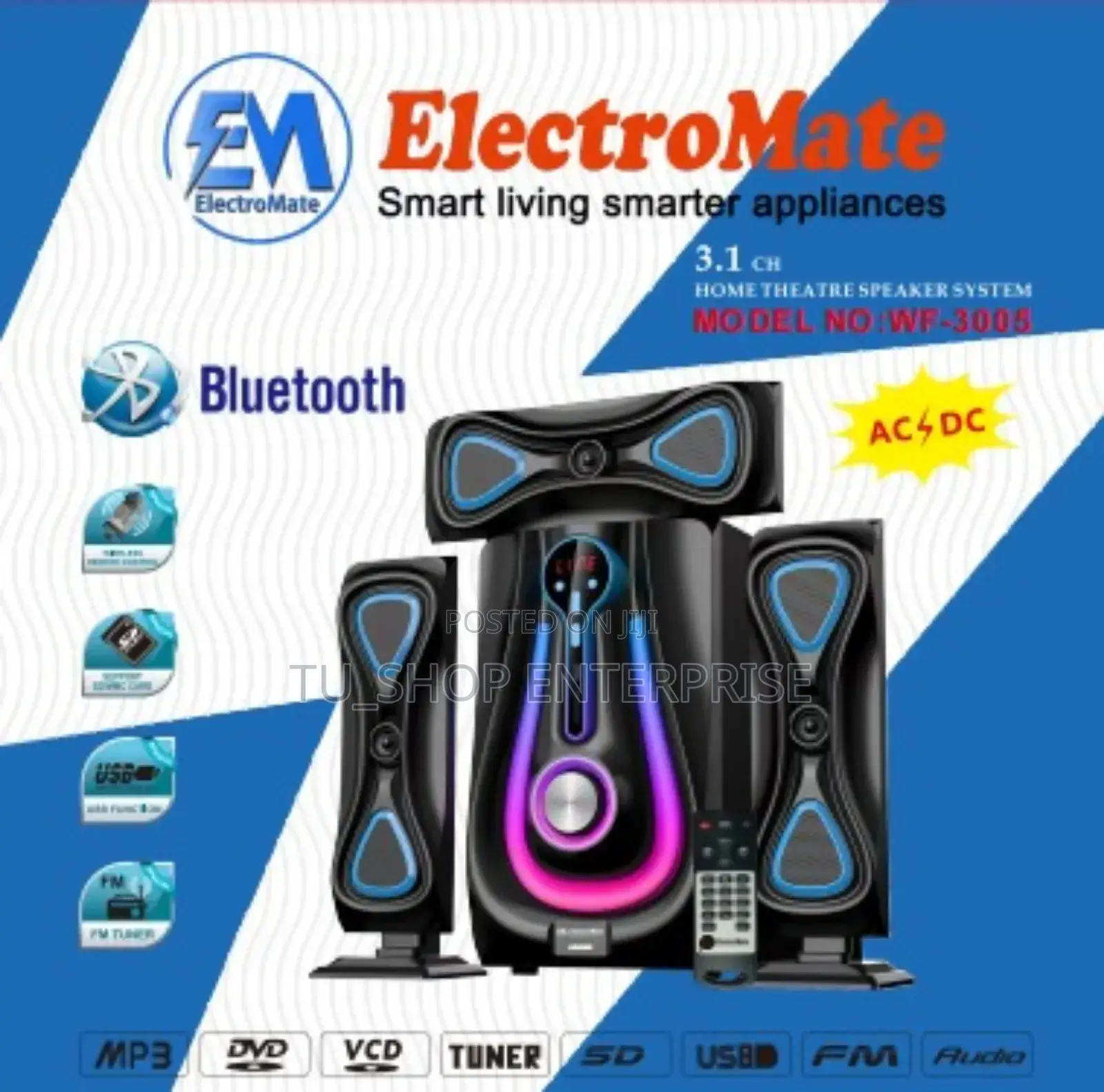 3.1 Electromate Homes Theater Speaker System 3002 Codes