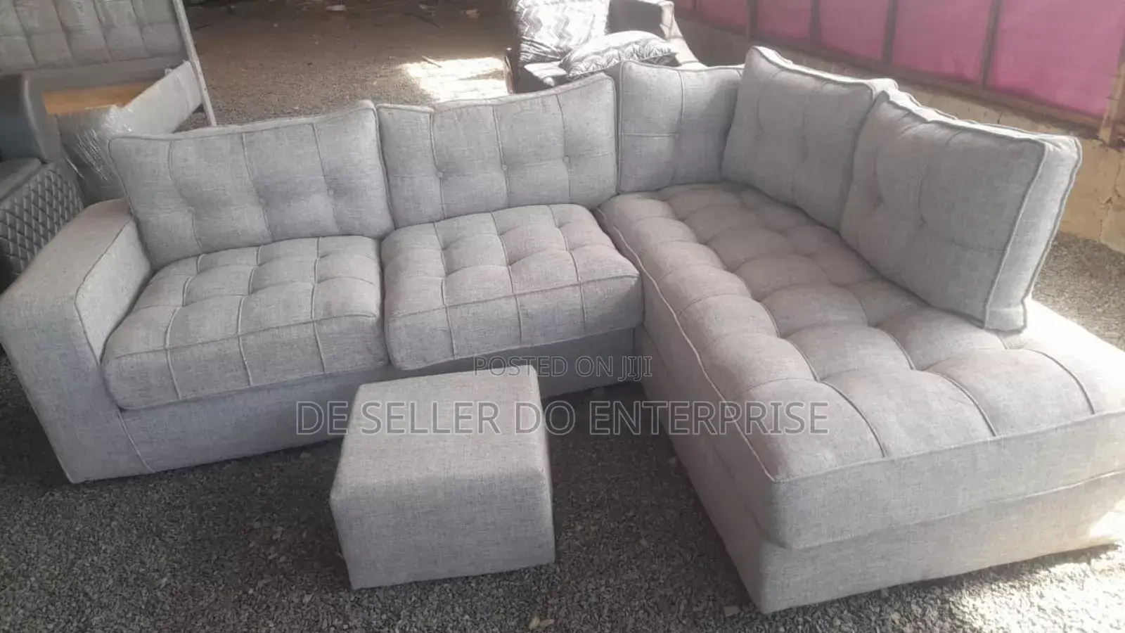 L-Shape Spring Cushions Sofaset