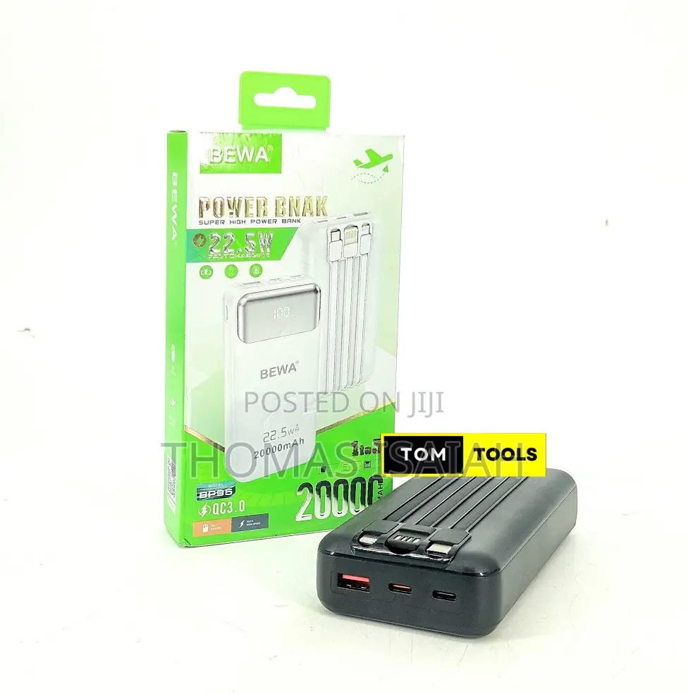 20000mah Fast Charging 22.5w Power Bank With Cables