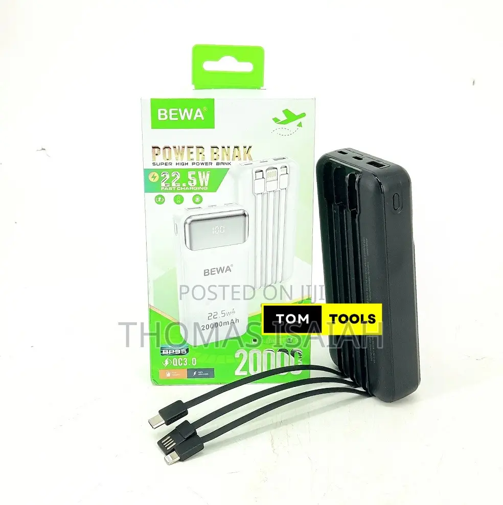 20000mah Fast Charging 22.5w Power Bank With Cables