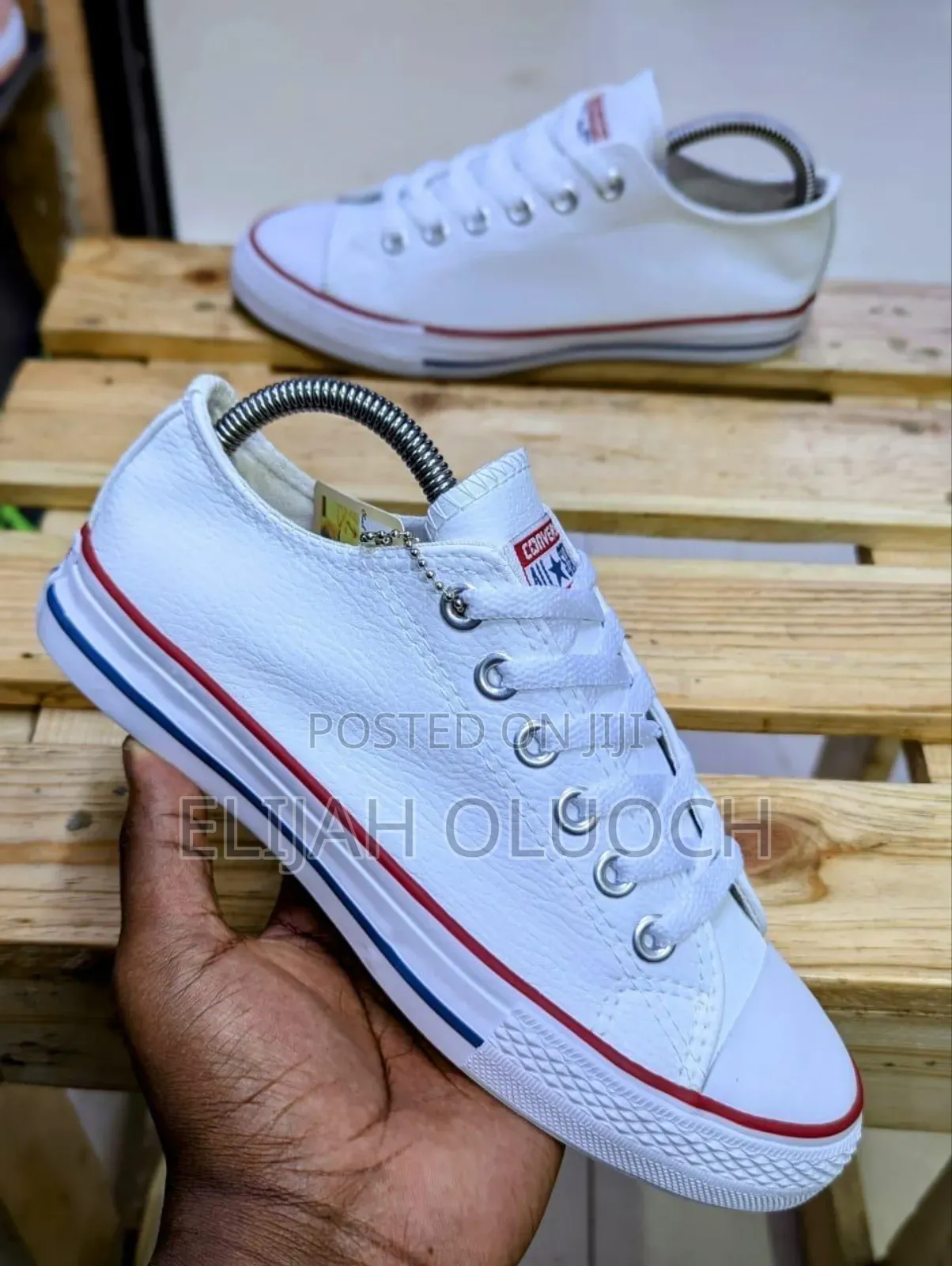 White Pure Leather Converse Shoes