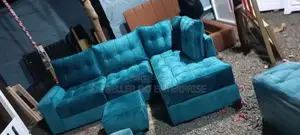 Blue Spring Cushion Corner Sofaset