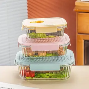 *3pcs Borosilicate Glass Ribbed Food Storage Containers