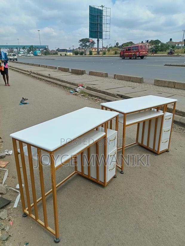 Manicure Marble Tables, With 3 Attached Drawers